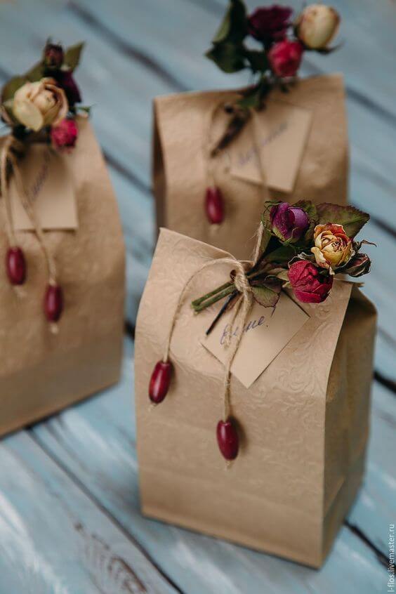 Surprise bag decorated with flowers