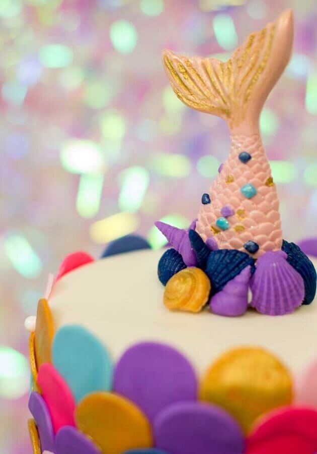 colorful mermaid tail decorated cake for mermaid party Photo Ideas Decor