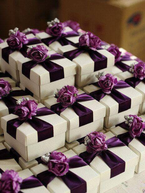 Cream and purple souvenir box