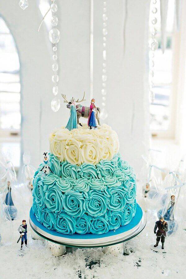 blue and white whipped cream frozen cake Photo My Party