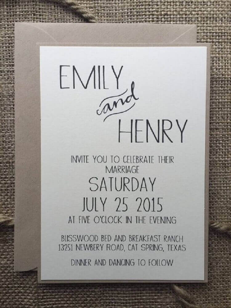 cheap and simple wedding invitation model 