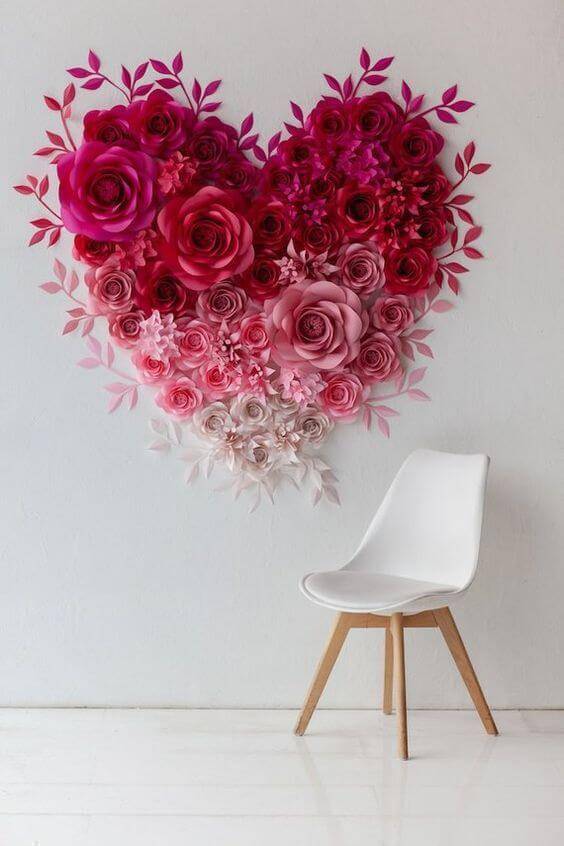 Home decoration with paper flowers