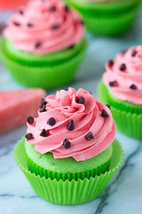 decorated cupcake like watermelon for magali party Photo My Party
