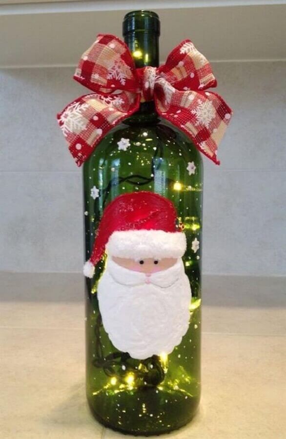 ideas of decorated bottles for Christmas Photo Artesanatop