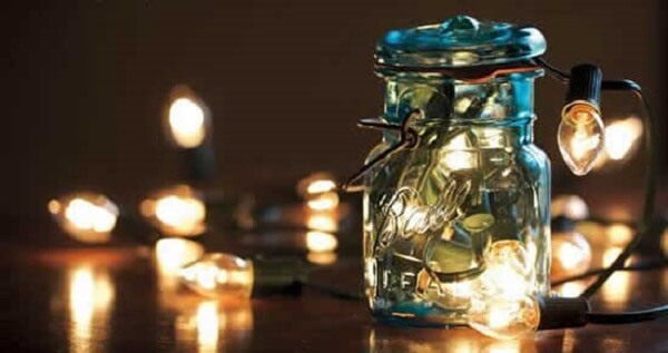 Reuse the glass jars and include Christmas lights inside