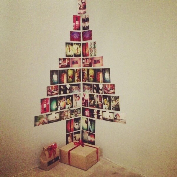 Christmas decorations idea made with pictures placed on the wall