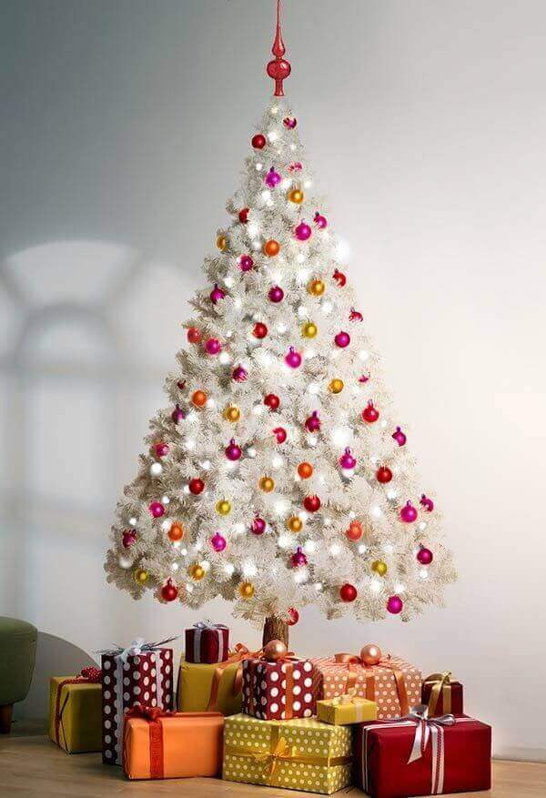 White Christmas tree decorating room