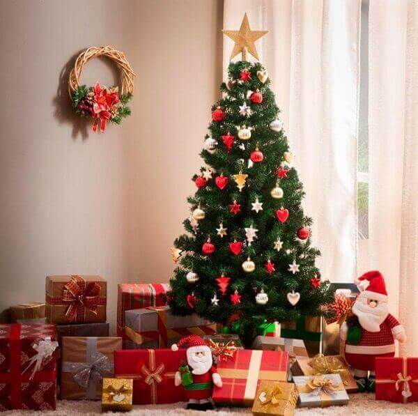 Christmas tree decorates room