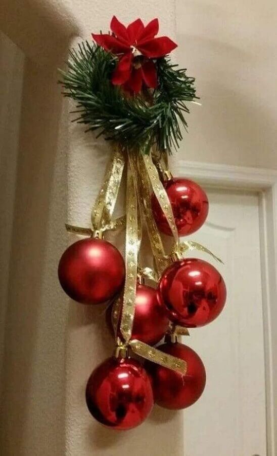 christmas door trim with red balls Photo Pinterest