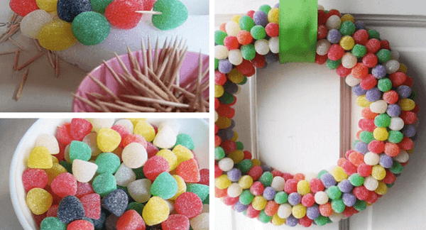 Christmas wreath made with jujube candies