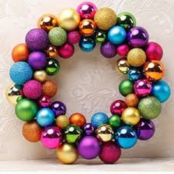 Christmas wreath made with colored balls