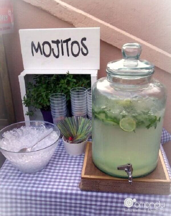 Table bar party with bottle of mojito